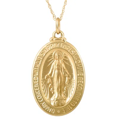 Pompeii3 14k Yellow Gold St. Mary Medal Pendant 1" Tall 2 Grams