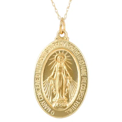Pompeii3 14k Yellow Gold St. Mary Medal Pendant 1" Tall 2.5 Grams