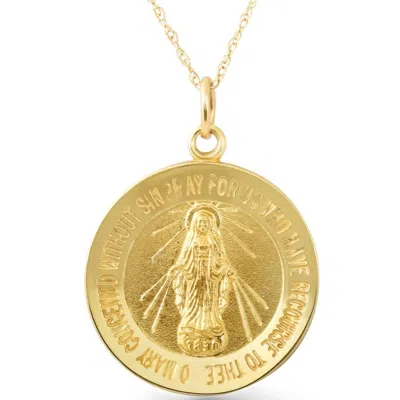 Pompeii3 14k Yellow Gold St. Mary Medal Pendant 1" Tall 4 Grams
