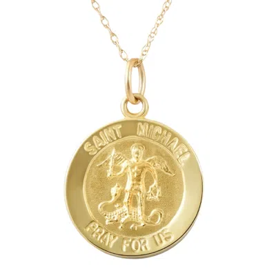 Pompeii3 14k Yellow Gold St. Michael Medal Pendant .5" Tall 1 Gram