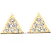 Pompeii3 14k Yellow Gold Triangle Pave 1/10 Ct Diamond Delicate Spike Studs Womens Earrings In Silver