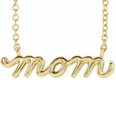 Pompeii3 14k Yellow Petite Mom Script Pendant 18" Necklace 3/4" Wide In Multi