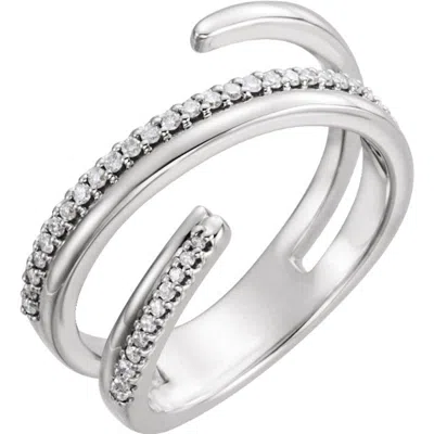 Pompeii3 14kt White 1/6 Ctw Diamond Negative Space Ring Right Hand Twist Ring In Multi