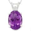 Pompeii3 14x10mm Oval Amethyst Diamond 10k White Gold Pendant Women's Necklace 18" In Purple