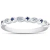 Pompeii3 1/5 Ct Blue Sapphire & Diamond Wedding Ring Stackable Band 10k White Gold In Blue
