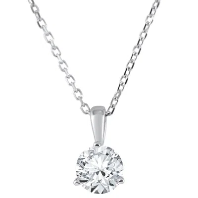 Pompeii3 1/5 Ct Solitaire Lab Grown Diamond Pendant Available In 14k And Platinum In Metallic