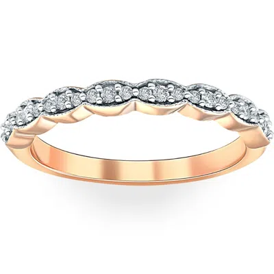 Pompeii3 1/5 Cttw Diamond Stackable Womens Wedding Ring 14k Rose Gold In Multi
