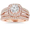 Pompeii3 1.50ct Cushion Halo Diamond Engagement Ring Set 14k Rose Gold In Multi