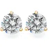 Pompeii3 1.50ct Round Brilliant Cut Natural Diamond Stud Earrings In 14k Gold Martini Setting In Silver