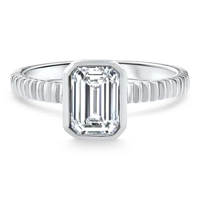 Pompeii3 1.52 Ct Emerald Cut Solitaire Diamond Engagement Ring 14k White Gold Lab Grown