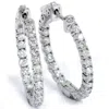 Pompeii3 1.55ct Diamond Inside Outside Hoops High Quality Vault Lock 1" Tall In Silver