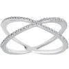 Pompeii3 1/5ct 10k White Gold Round Diamond Crossover Cocktail Fashion Statement X Ring In Silver
