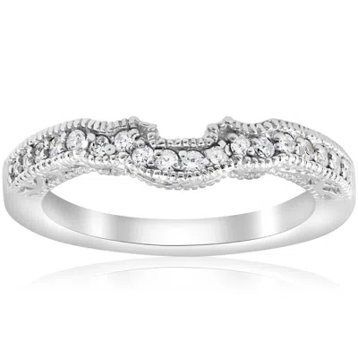 Pompeii3 1/5ct 14k White Gold Vintage Wedding Engagement Ring Enhancer In Multi