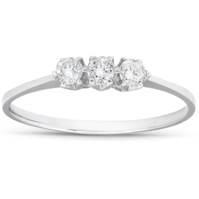 Pompeii3 1/5ct 3-stone Diamond Promise Ring 14k White Gold In Multi