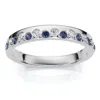 Pompeii3 1/5ct Diamond & Sapphire Rhythm Anniversary Band 14k Gold Or Platinum Lab Grown In Silver