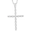 Pompeii3 1/5ct Diamond Cross Pendant 10k White Gold 18" 10k Gold Necklace In Silver