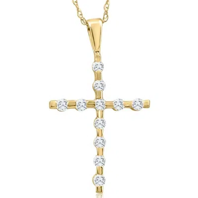 Pompeii3 1/5ct Diamond Cross Pendant 10k Yellow Gold 18" 10k Gold Necklace In Multi
