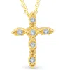 Pompeii3 1/5ct Diamond Cross Pendant 14k Yellow Gold 3/4" Tall In Multi