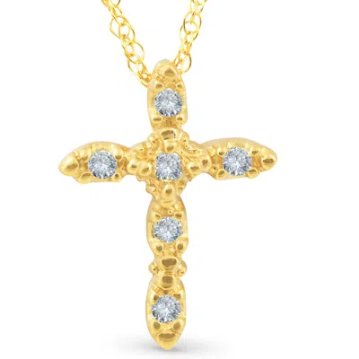 Pompeii3 1/5ct Diamond Cross Pendant 14k Yellow Gold 3/4" Tall In Multi