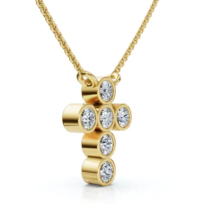 Pompeii3 1/5ct Diamond Cross Pendant Lab Grown 18" Necklace Ef/vs In Gold