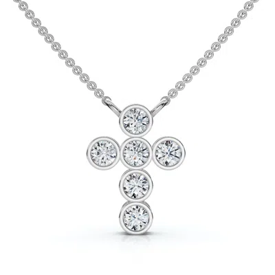 Pompeii3 1/5ct Diamond Cross Pendant Lab Grown 18" Necklace Ef/vs In White
