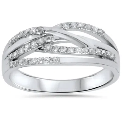 Pompeii3 1/5ct Diamond Crossover Ring 10k White Gold Size Selectable In Multi