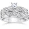 Pompeii3 1/5ct Diamond Engagement Ring Matching Wedding Band Set 10k White Gold In Multi