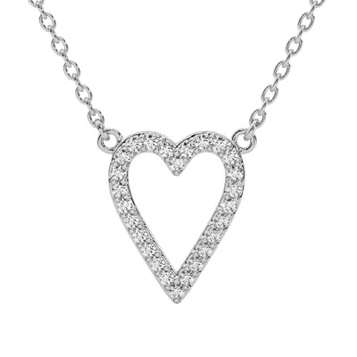 Pompeii3 1/5ct Diamond Heart Pendant 14k Gold 18" Necklace Lab Grown 1/2" In Silver