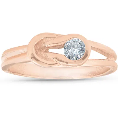 Pompeii3 1/5ct Diamond Knot Solitaire Round Brilliant Cut Ring 14k Rose Gold In Silver