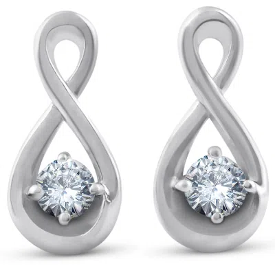 Pompeii3 1/5ct Diamond Knot Studs Petite 14k White Gold In Multi