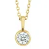 Pompeii3 1/5ct Diamond Solitaire Necklace Bezel Pendant Available In White Or Yellow Gold In Silver