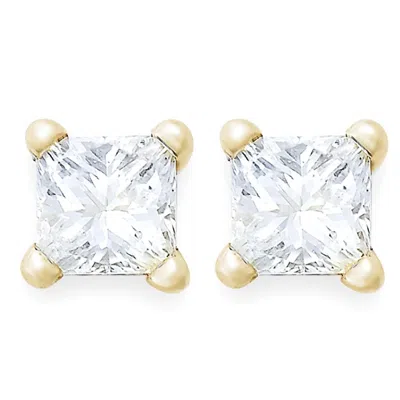 Pompeii3 1/5ct Diamond Studs 14k Yellow Gold In Silver