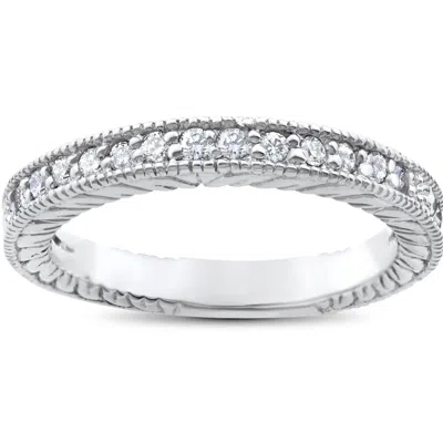 Pompeii3 1/5ct Heirloom Diamond Vintage Wedding Ring 14k White Gold Womens Band In Multi