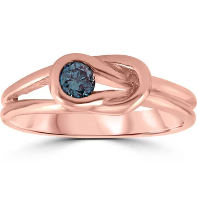 Pompeii3 1/5ct Knot Treated Blue Diamond Solitaire Promise Ring 14k Rose Gold In Multi