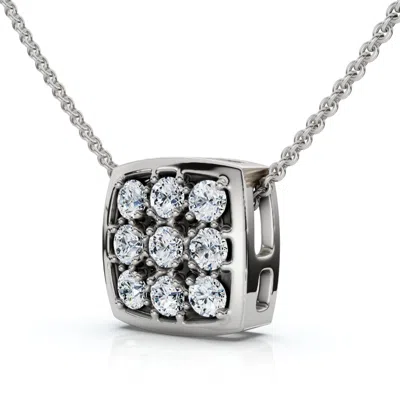 Pompeii3 1/5ct Pave Diamond Cluster Pendant 14k White Gold In Multi