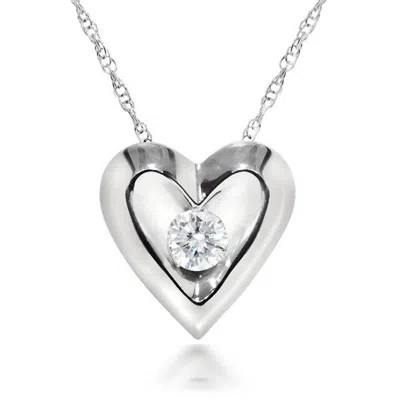 Pompeii3 1/5ct Round Diamond Necklace Heart Shaped Pendant In 10k White Or Yellow Gold In Silver