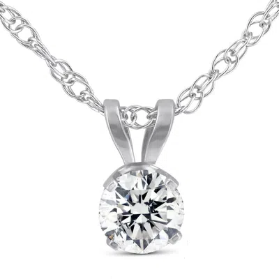 Pompeii3 1/5ct Round Diamond Solitaire Pendant Necklace 14k White Gold In Multi