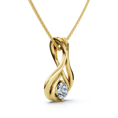 Pompeii3 1/5ct Solitaire Lotus Diamond Pendant 14k Gold 18" Necklace Lab Grown