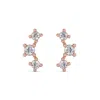 Pompeii3 1/5ct Tw 3-stone Diamond Crawler Earrings 14k Gold Studs Lab Grown 1/3" Tall In Multi