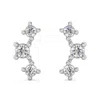 Pompeii3 1/5ct Tw 3-stone Diamond Crawler Earrings 14k Gold Studs Lab Grown 1/3" Tall In Silver