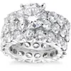 Pompeii3 15ct Tw Diamond Eternity Engagement Wedding Ring Set 14k White Gold Lab Grown In Silver