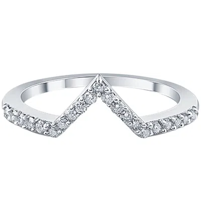 Pompeii3 1/5ct V Shape Curved Lab Grown Diamond Wedding Ring 10k White Gold In Multi