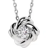 Pompeii3 1/6 Ct Diamond Solitaire Knot Pendant 14k White Gold Necklace 7.8mm In Multi