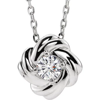 Pompeii3 1/6 Ct Diamond Solitaire Knot Pendant 14k White Gold Necklace 7.8mm In Multi