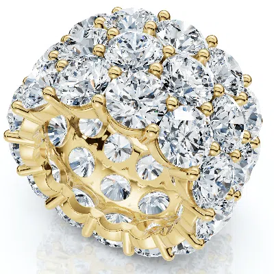 Pompeii3 16 Ct Lab Grown Diamond 3-row Eternity Wedding Ring In 10k White Or Yellow Gold