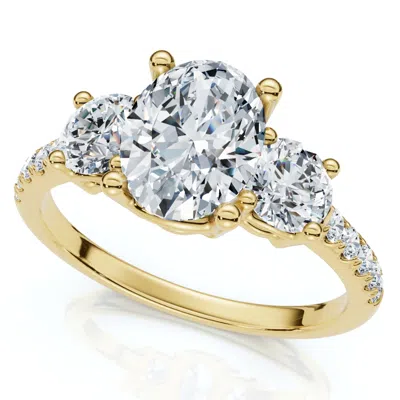 Pompeii3 1.60ct Oval Diamond Engagement Ring 14k Gold Lab Grown With Side Stones In Silver