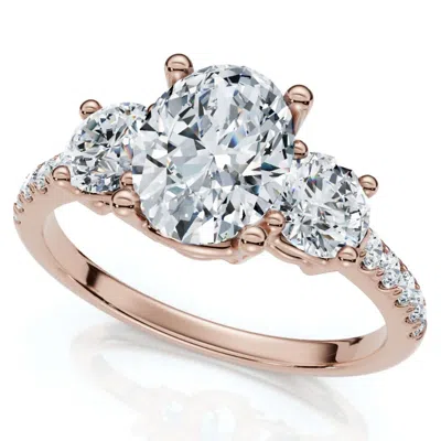 Pompeii3 1.60ct Oval Diamond Engagement Ring 14k Gold Lab Grown With Side Stones