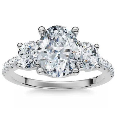Pompeii3 1.60ct Oval Diamond Engagement Ring 14k Gold Lab Grown With Side Stones In Multi