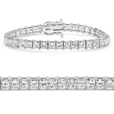 Pompeii3 16.30ct Princess Cut Diamond 7" Tennis Bracelet 14k Gold Lab Grown In Multi