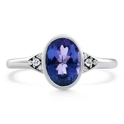 Pompeii3 1.64ct Oval Tanzanite Diamond Ring 14k White Gold Lab Grown In Metallic